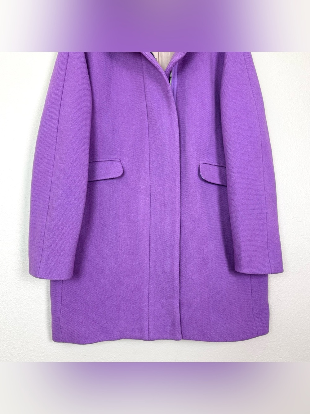 J. Crew Cocoon Coat Italian Stadium Cloth Wool Blend Wisteria Purple Size 14 - Picture 3 of 9